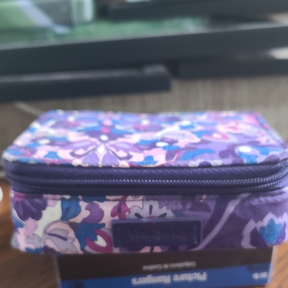 Floral Purple and Blue Cosmetic Bag